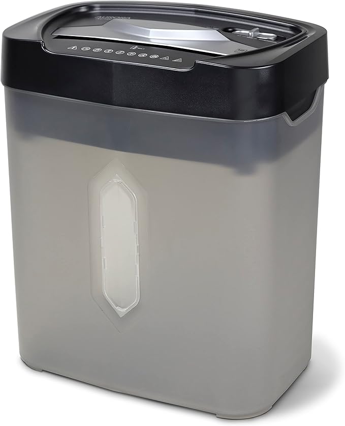 Aurora AU1232XB Anti-Jam 12-Sheet Crosscut Paper/Credit Card Shredder with 5.2-Gallon Wastebasket (Black/Semi Translucent Gray)