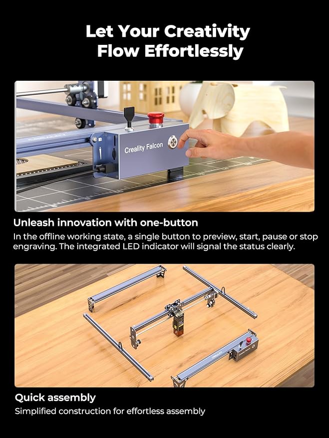 Creality 72W Output Power Laser Engraver, Falcon Pro 10W with Air Assist Laser Engraving Machine, CNC Machine Laser Engraver for Wood and Metal, Paper, Acrylic, Leather