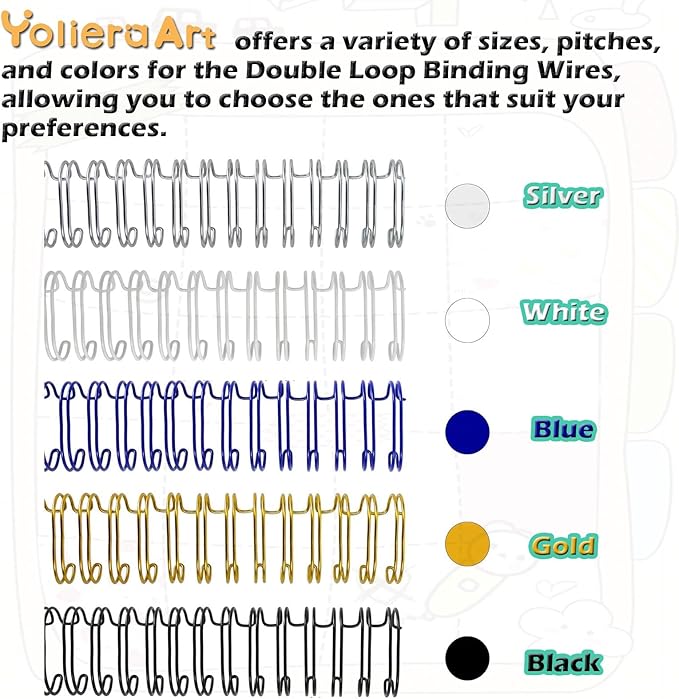 100 Pack Double Loop Wire Binding Spines, YolieraArt Wire Binding Spines, 7/16 Inch Binding Wire for Letter Size (7/16 Inch (80 Sheet Capacity), 100P, 3:1 Pitch, Gold)