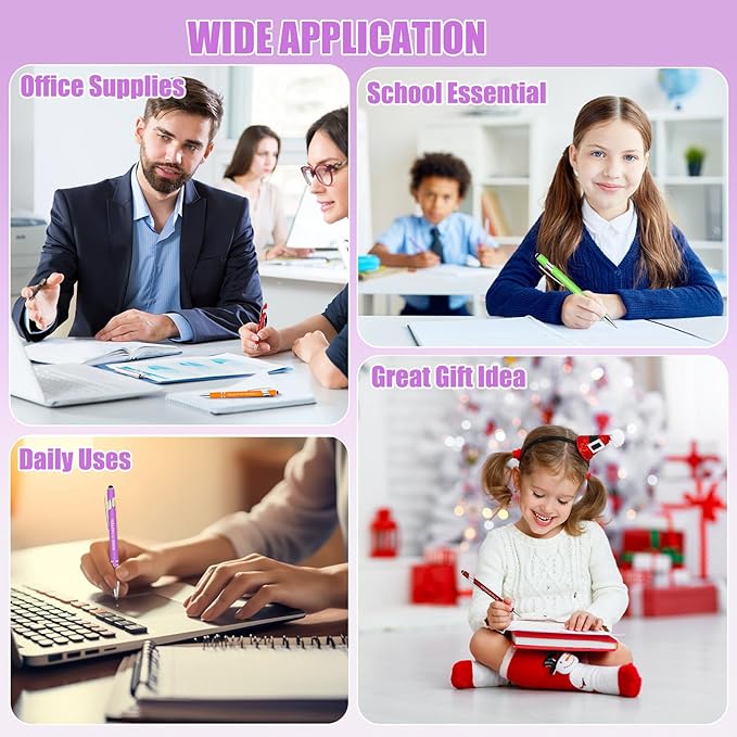 9 Pcs Inspirational Pens Bulk - Motivational Ink Ballpoint Pen with Quotes Stylus Tip Nurse Gifts for School Coworkers Office Supplies Black Ink