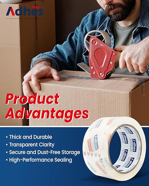 ADHES Super Clear Packing Tape, 6 Rolls x 1.88 Inch x 55 Yards, 2.7 mil Heavy Duty Shipping Tape Strong & Durable Package Tape for Shipping, Moving, Mailing and Sealing