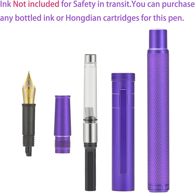 Hongdian 1851 Purple Forest Fountain Pen Medium Nib, Classic Design with Converter and Metal Pen Case