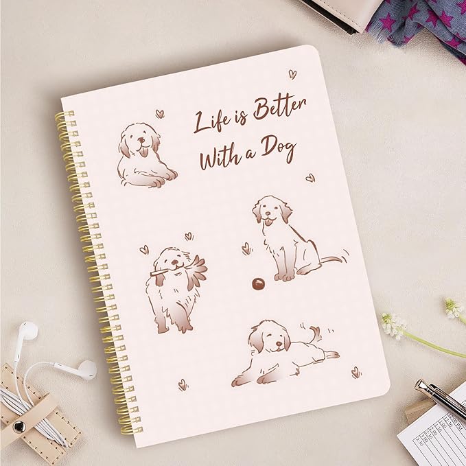 Cute Spiral Notebook journal A4 Aesthetic Pretty Design for Women Girls Kawaii with Pocket, 8.5 x 11 inch, Lined, Better Dog