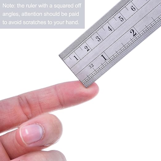 Eboot Stainless 2 Pack Steel Ruler 6 Inch and 12 Inch Metal Rule Kit with Conversion Table