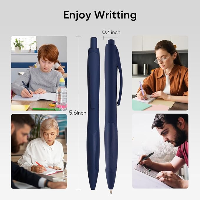 BallPoint Pens, 30 Pack (BLACK Ink),Bulk Pens, Navy Blue Barrel,Click Pens for Office Home and School, Retractable Ballpoint Pens, Medium Point, 1.00MM (Navy Blue)