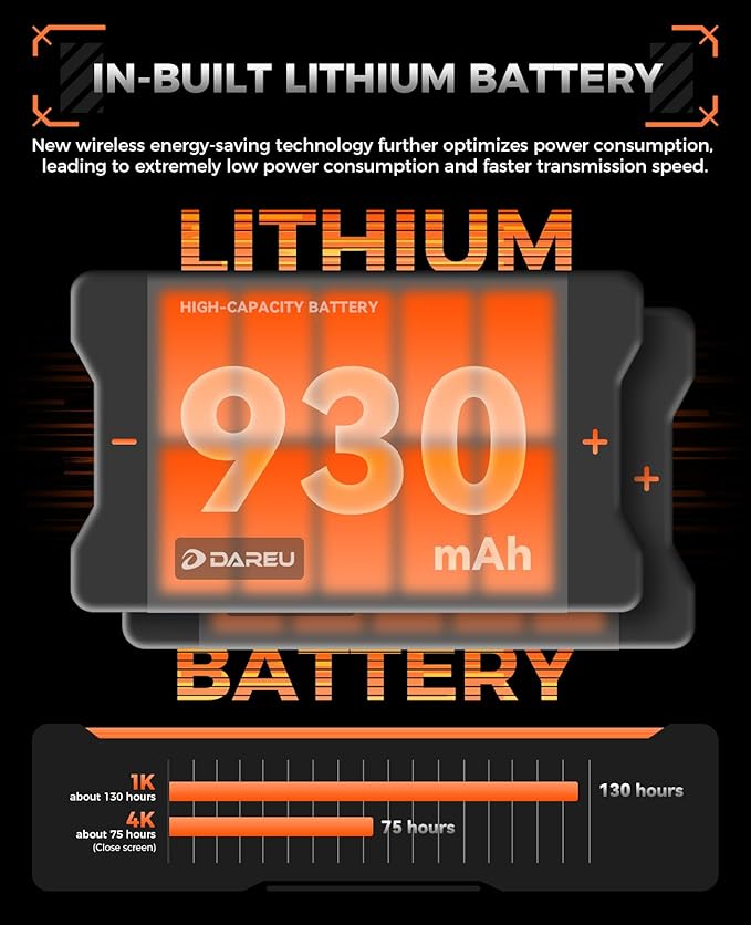 DAREU A980PROMAX Wireless Gaming Mouse-4K/8K Polling-30K DPI Optical Sensor-0.85' TFT Color Display-Magnesium Alloy Buttons-2.4G Wireless/BT/USB Connectivity-Nano Receiver Included