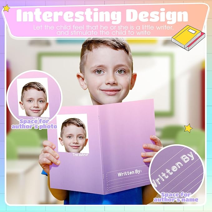 Henoyso 12 Pcs Primary Composition Notebook K-2 9 3/4 x 7 1/2 Inch Primary Journal, Back to School Supplies, Bulk Blank Writing Book for Kid to Write Draw Journal 60 Page Notebooks (Color Gradient)