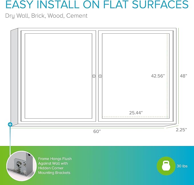 Ghent 48"x60" 2-Door Outdoor Enclosed Vinyl Bulletin Board, Shatter Resistant, with Lock, Satin Aluminum Frame - Ivory (PA24860VX-185), Made in the USA