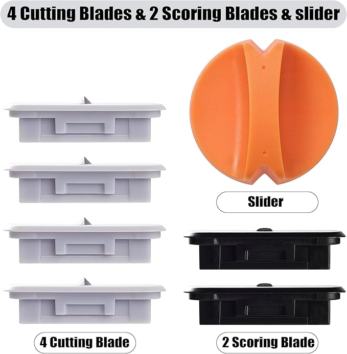 6-Pack Trimmer Replacement Blades for Fiskars Paper Trimmer, Replacement Blade for All Series of Fiskars/Portable&Precision Trimmer,Arts and Crafts,4 Cutting&2 Scoring Blades,a Slider,Orange