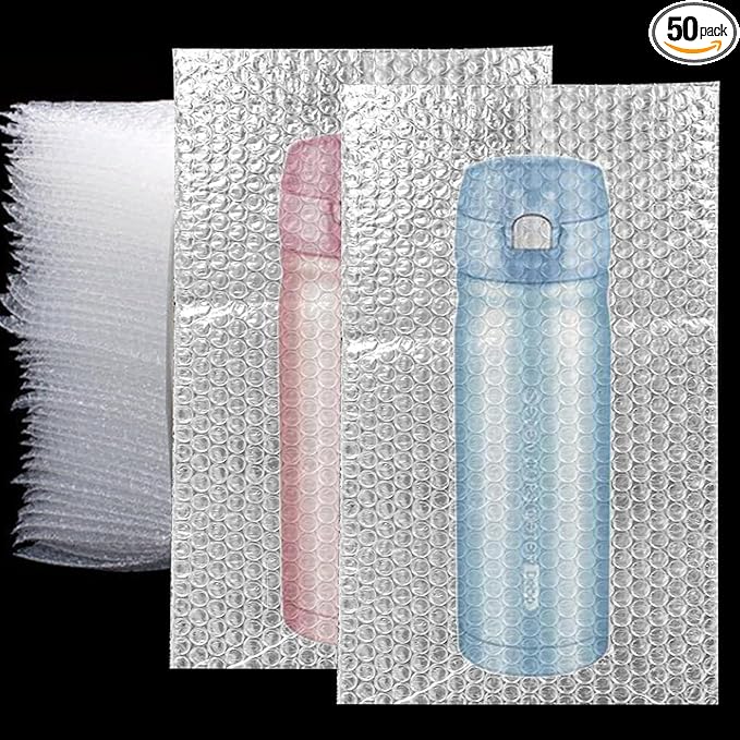 50Pcs Clear Bubble Out Bags, 10”x14” Bubble Pouches Bags for Shipping, Double Wall Bubble Cushioning Wrap Bags for Moving Packaging Storage Fragile China Dishes Electronic Item-Large Bubble Pouches