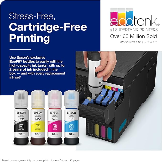 Epson EcoTank ET-2800 Wireless Color All-in-One Cartridge-Free Supertank Printer & EcoTank ET-4800 Wireless All-in-One Cartridge-Free Supertank Printer