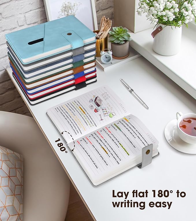 A5 Lined Leather Journal Notebook,Hardcover Journal Set with Pen and Gift Box,100Pages 100gsm Thick Ruled Paper Daily Diary for Men Women School,Travel,Business,Work,Writing 5.9" X 8.4"