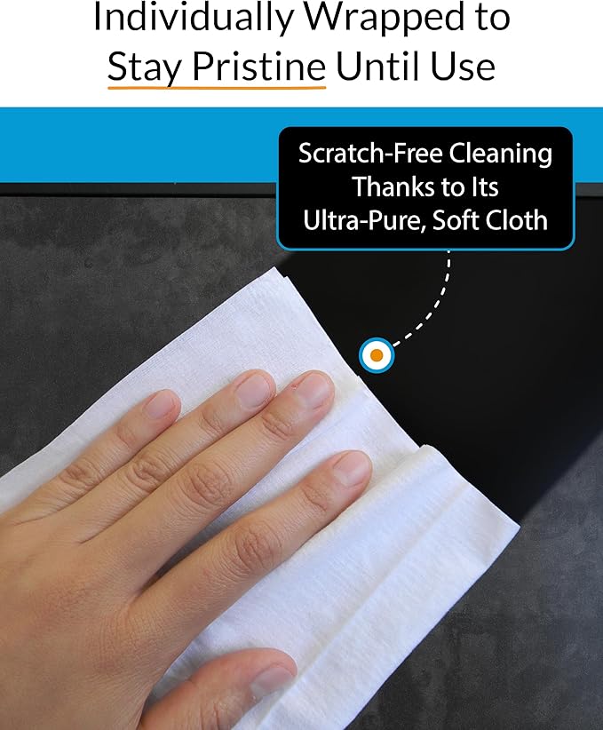 iCloth XL Screen Cleaning Wipes, Lint-Free and Streak-Free, Fast-Drying, Removes Dust, Fingerprints, and Smudges (10 XL Wipes)