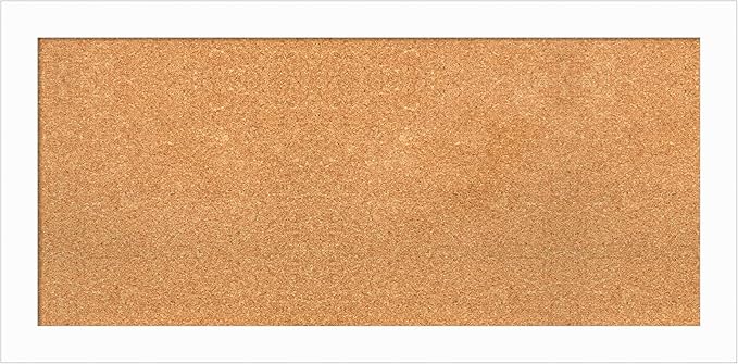 Amanti Art Natural Cork Board for Wall, 19x39 Vision Board with White Frame, Medium Corkboard Office Decor for Home Organization, Casual Corkboard Pinboard to Display Items for Home Organization in
