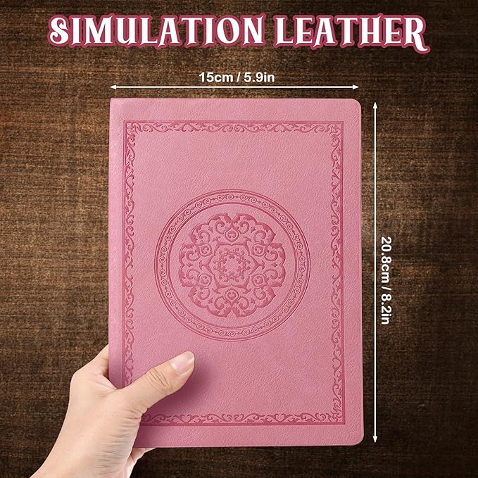 2025 Leather Vintage Journal Notebook,300 Pages,Leather Softcover Lined Journal Notebooks for Women Men,Notebook Journals for Writing Travel,Business,Office,5.7'' X 8.3'',Pink