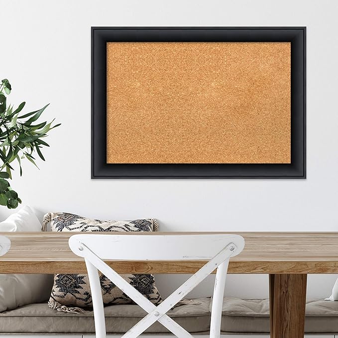 Amanti Art Natural Cork Board for Wall, 19x27 Vision Board with Black Wood Frame, Medium Corkboard Office Decor for Home Organization, Modern Contemporary Corkboard Pinboard to display items for home
