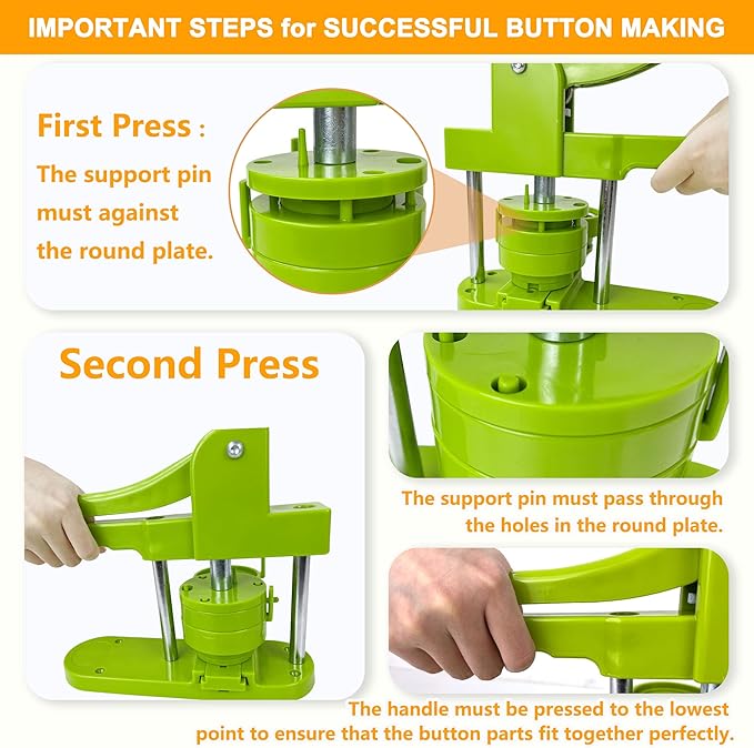 Button Maker Machine - Multiple Sizes 1.25in+2.25in, Kit for DIY Gifts, Button Press Machine with Free 200PCS 32-58mm Supplies & 2 Circle Cutter