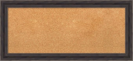 Amanti Art Natural Cork Board for Wall, 15x33 Vision Board with Brown Wood Frame, Medium Corkboard Office Decor for Home Organization, Rustic Farmhouse Corkboard Pinboard to display items for home