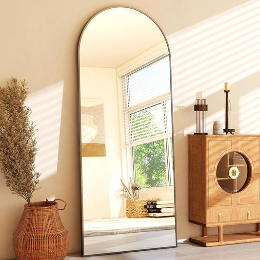 65" x 24"Arched Full Length Mirror - Wall Mounted Floor Mirror- Aluminum Alloy Frame Full Body Mirror for Bathroom Living Room Bedroom and Entryway Black