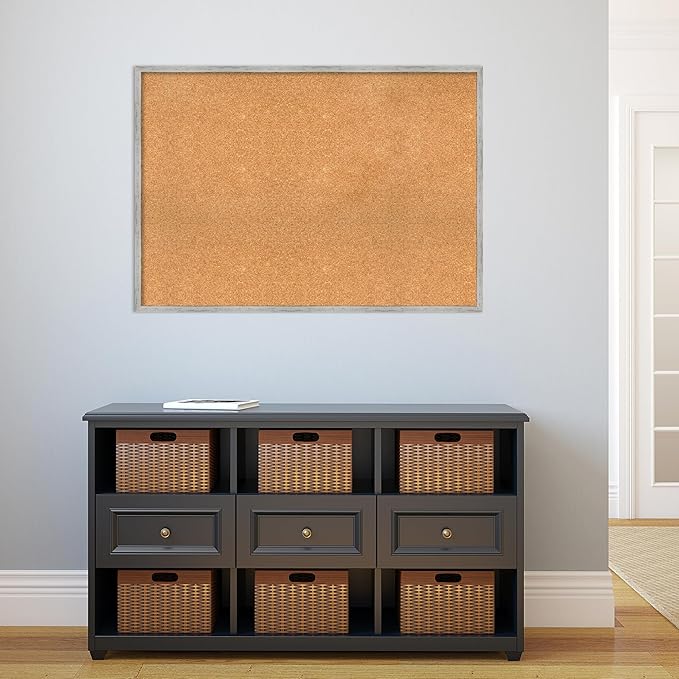 Amanti Art Natural Cork Board for Wall, 29x41 Vision Board with White Frame, X-Large Corkboard Office Decor for Home Organization, Cottage Corkboard Pinboard to Display Items for Home Organization in