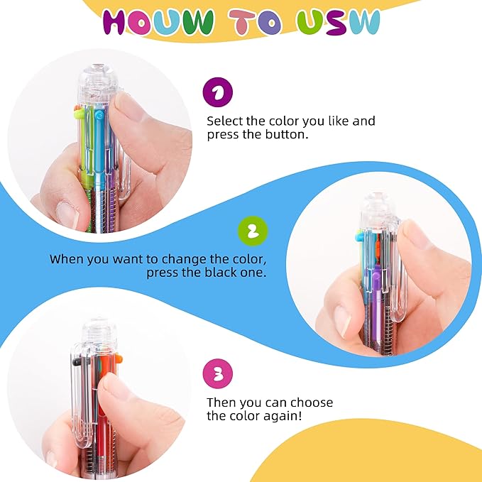 30 PCS 6-in-1 Multicolor Ballpoint Pens 0.5mm Party Favors 6 Colors Retractable Multicolor Pen for Office School Supplies Kids Students Children Birthday Party Favors Gifts Fun Pens (30)
