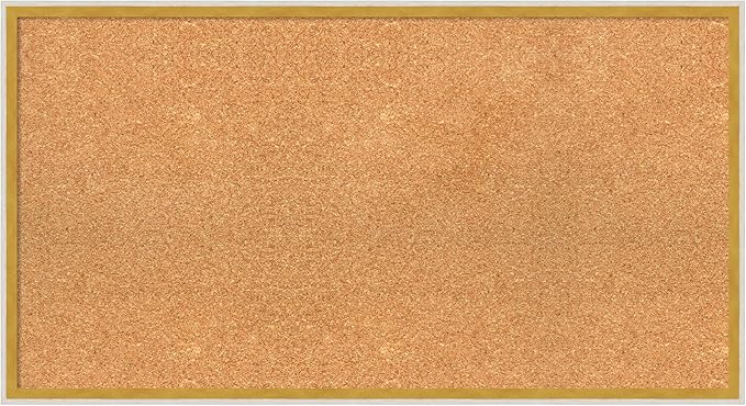 Amanti Art Natural Cork Board for Wall, 19x35 Vision Board with White Frame, Large Corkboard Office Decor for Home Organization, Modern Corkboard Pinboard to Display Items for Home Organization in
