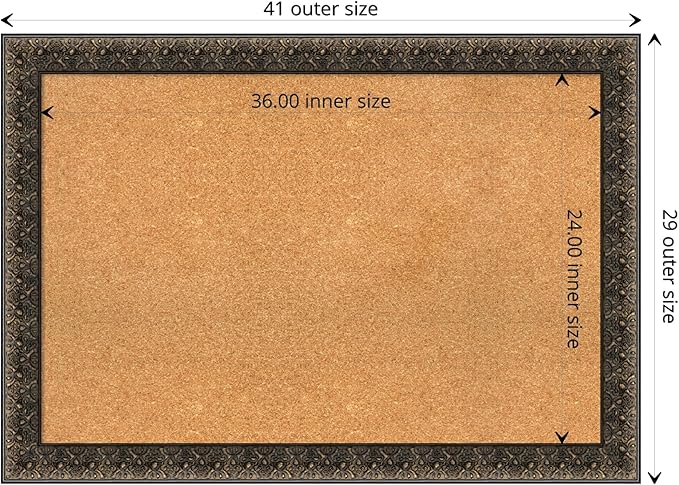 Amanti Art Natural Cork Board for Wall, 29x41 Vision Board with Black Wood Frame, Large Corkboard Office Decor for Home Organization, Traditional Corkboard Pinboard to display items for home