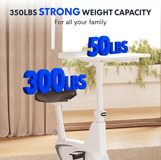 FLEXISPOT 3-in-1 Small Standing Desk Adjustable Height Movable Rolling Desks Laptop Desks Workstation with Integrated Pedal Exerciser Wide Seat, Desk for Home Office Corner Small Space, White