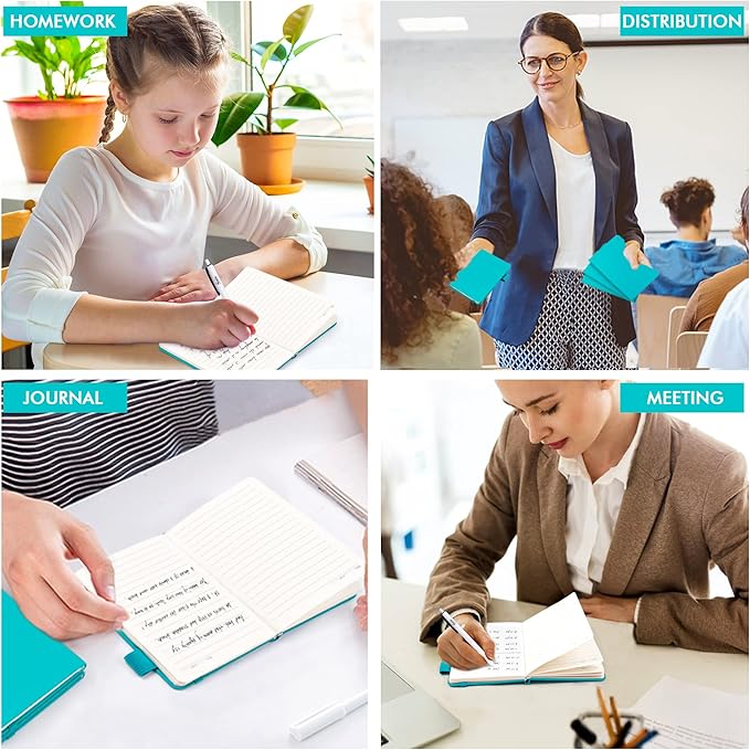 feela 15 Pack Pocket Small Notebooks Bulk, Mini Cute Notepads Hardcover College Ruled Lined Journals with Pen Holder for School Business Memos, with 15 Black Pens, 3.5”x 5.5”, A6, Emerald