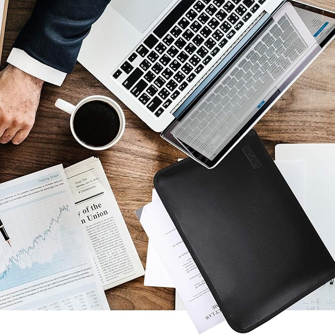 ENGPOW Fireproof File Folder Fireproof Fire and Water Resistant Money Document Bag with A4 Size 13 Pockets Zipper Closure Non-Itchy Silicone Coated Portable Filing Organizer Pouch(14.3" x 9.8")