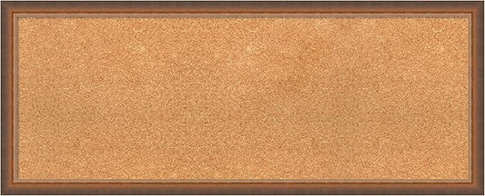 Amanti Art Natural Cork Board for Wall, 16x40 Vision Board with Bronze Frame, Medium Corkboard Office Decor for Home Organization, Modern Corkboard Pinboard to Display Items for Home Organization in