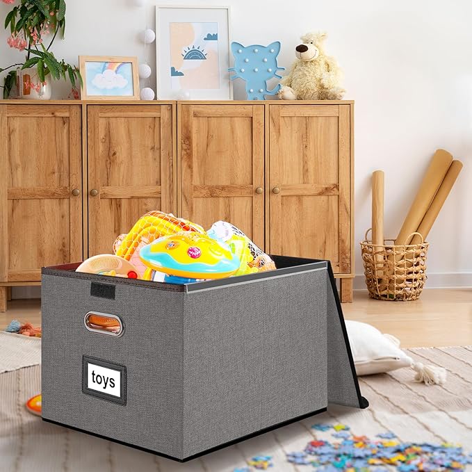 Huolewa Portable File Organizer Box with Lid, Stylish Filing Box Organizer Cabinet For Hanging File Folders, Universal Hanging Filing & Storage Boxes with Plastic Slides for Office/Decor/Home