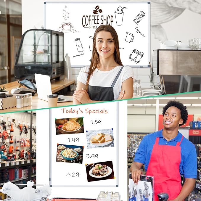 H-Qprobd White Board Dry Erase Boards for Wall 5' x 3' Magnetic Whiteboard - 60"x36" Aluminum Presentation Large Whiteboard with Long Pen Tray, 6 Markers, 2 Erasers &12 Magnets