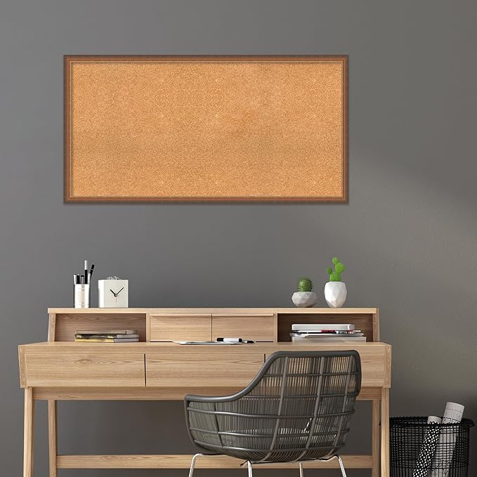 Amanti Art Natural Cork Board for Wall, 26x50 Vision Board with Bronze Frame, Oversize Corkboard Office Decor for Home Organization, Modern Corkboard Pinboard to Display Items for Home Organization