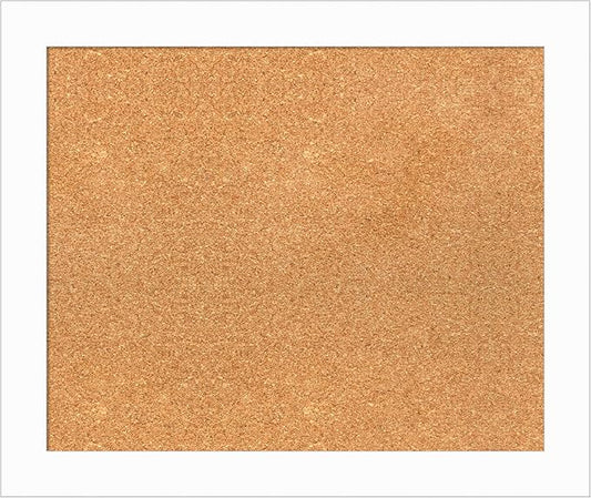 Amanti Art Natural Cork Board for Wall, 21x25 Vision Board with White Frame, Medium Corkboard Office Decor for Home Organization, Casual Corkboard Pinboard to Display Items for Home Organization in