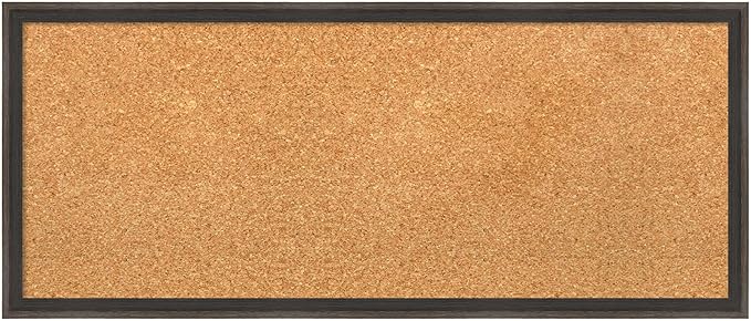 Amanti Art Natural Cork Board for Wall, 13x31 Vision Board with Brown Wood Frame, Medium Corkboard Office Decor for Home Organization, Casual Corkboard Pinboard to display items for home organization