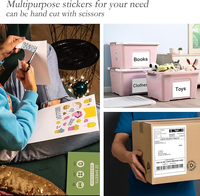 1000 Rounded Corner Half Sheet Labels, Self Adhesive Shipping Label for Laser and Ink Jet Printers, White Blank, 2 Labels Per Sheet (500 Sheet)