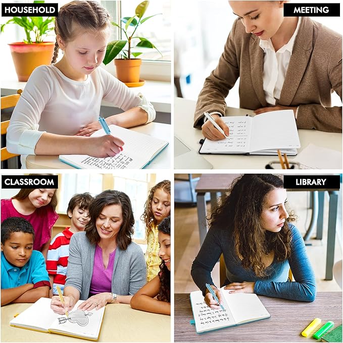 feela Journal Notebook Bulk for School, Hardcover Business Classic Ruled Lined Journals with Pen Holder for Work Office Journaling, with 5 Black Pens, 120 GSM, 5.1”x8.3”, 5 Pack, A5, Solid Colors