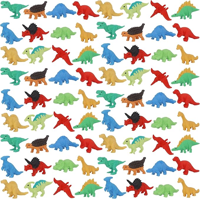 72 Pcs Animal Erasers for Kids, Dinosaur 3D Puzzle Eraser Bulk, Mini Dinosaur Toys, Desk Pets for Students, Classroom Prizes, Party Favors