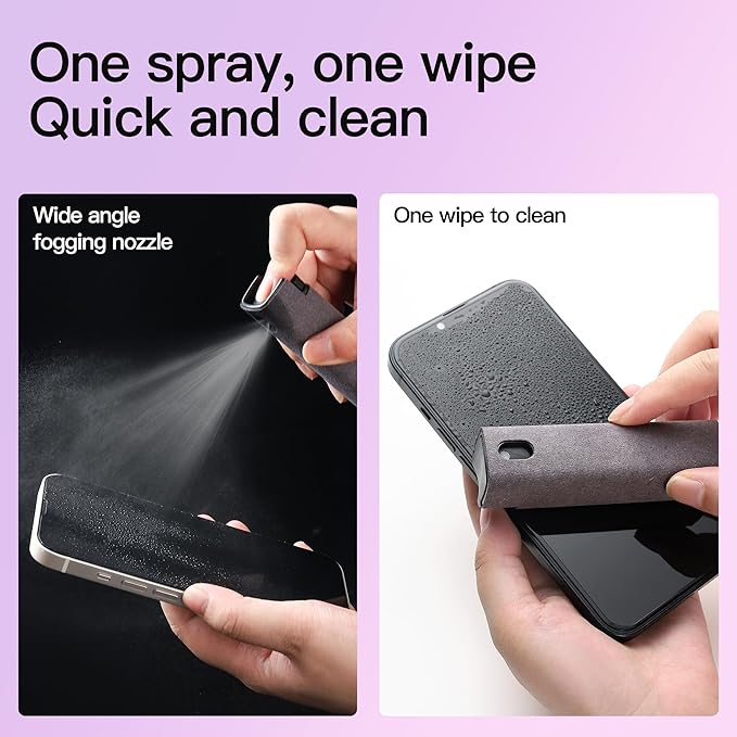 2 Pcs Screen Cleaner Kit, 3-in-1 Touchscreen Mist Cleaner Spray Bottle Tool & Microfiber Cloth for Phone/Laptop/Tablet/TV/Monitor/Car Screens(Grey)