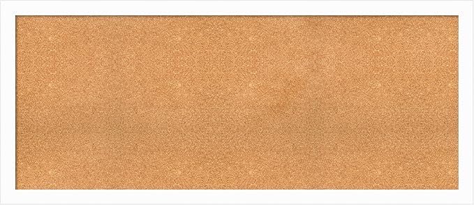 Amanti Art Natural Cork Board for Wall, 27x63 Vision Board with White Frame, Oversize Corkboard Office Decor for Home Organization, Casual Corkboard Pinboard to Display Items for Home Organization in