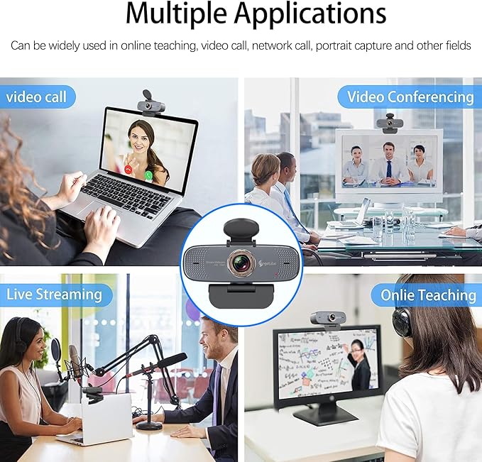 Angetube 1080P HD Webcam with Privacy Shutter Dual Noise-Cancelling Mic PC Camera Webcams, Wide 90° View, USB Plug & Play for Video Conferencing, Streaming, Zoom/Skype/YouTube for PC/Desktop/Laptop