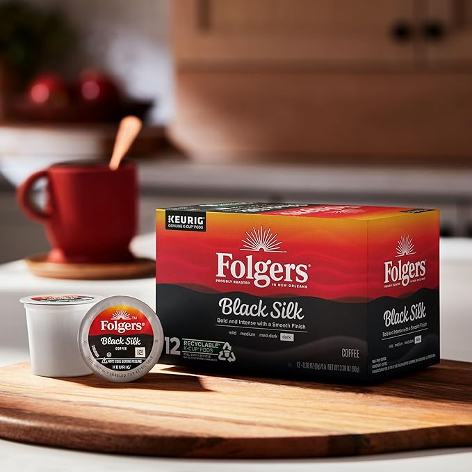 Folgers Black Silk Dark Roast Coffee, 72 Keurig K-Cup Pods