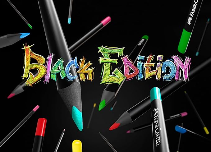 Faber-Castell Black Edition Colored Pencils: 12 Neon & Pastel