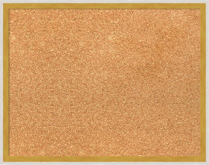 Amanti Art Natural Cork Board for Wall, 15x19 Vision Board with White Frame, Small Corkboard Office Decor for Home Organization, Modern Corkboard Pinboard to Display Items for Home Organization in