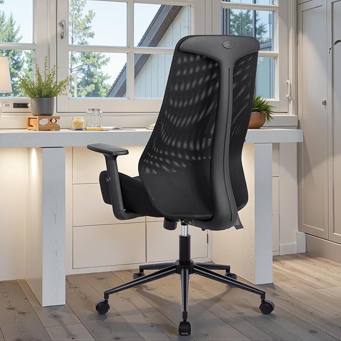 HYLONE Office Chair, 5" Thickened Seat Ergonomic Desk Chair with Adjustable Armrests, Home Office Computer Chairs for Long Hours Mesh Executive Chair(Black)
