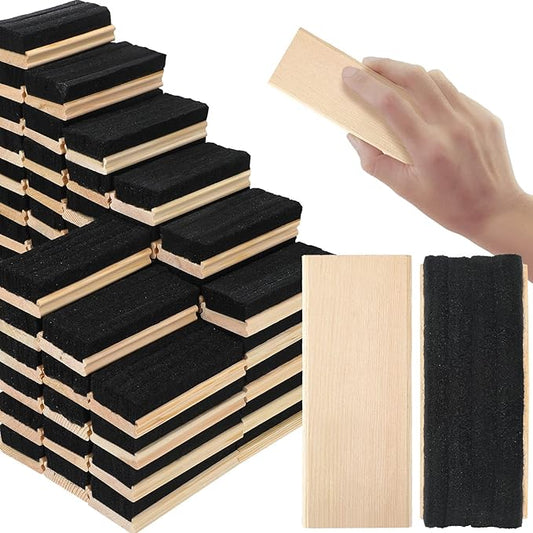 Fumete 108 Pcs Felt Chalkboard Erasers Bulk Back to School Classroom Supplies Wooden Chalk Eraser for Chalkboard Cleaner Duster for Markers White Black Boards Paint School Students Teachers