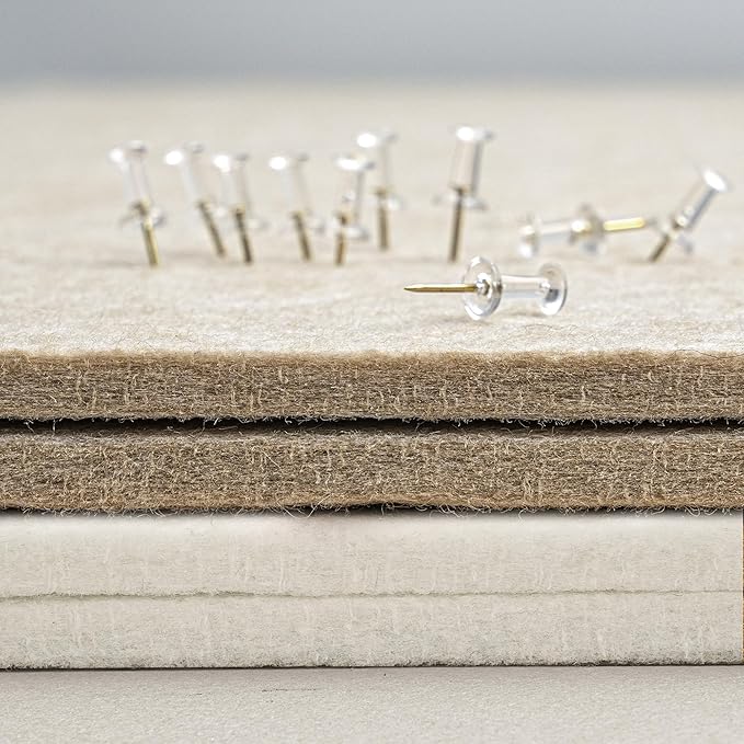 Bulletin Board, 36 x 24 Inches Felt Pin Board - Decorative Cork Alternative for Wall, 3' x 2' Foldable Picture Self-Adhesive Vision Prayer Board With 20 Pushpins - White