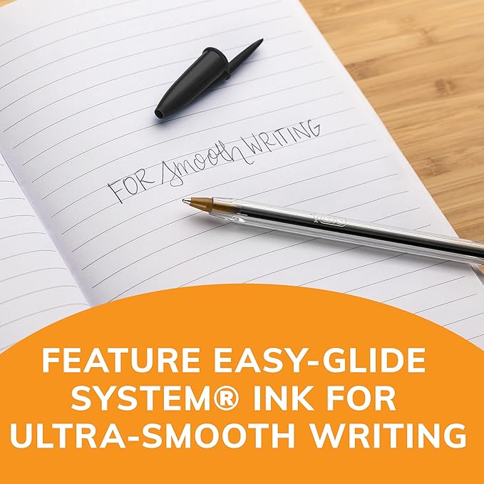 BIC Cristal Xtra Smooth Black Ballpoint Pens, Medium Point (1.0mm), 24-Count Pack, Extra Smooth and Reliable Ballpoint Pens