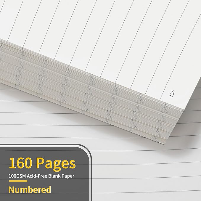 Annecy Lined Journal Notebook, Hardcover Numbered College Ruled Journal, Medium 5.5x 8.25, 160 Pages 100GSM Writing Paper, Beige